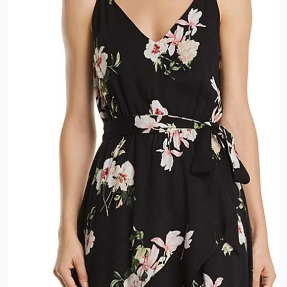 AQUA asymmetrical dark floral maxi dress Size S - Picture 3 of 10